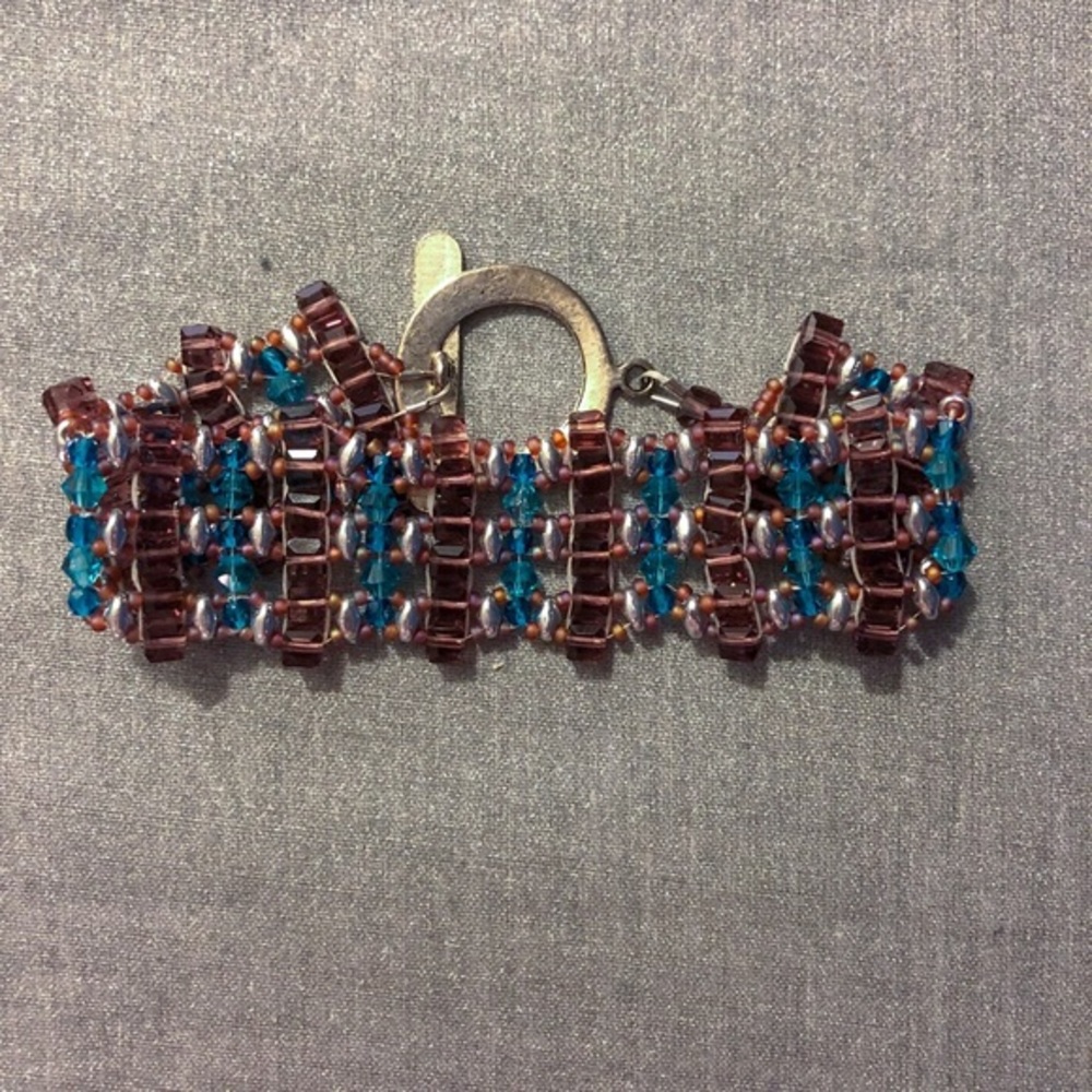 NWOT Artisan Woven Beaded Bracelet Silver Toggle